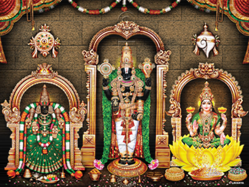 Nijapadam Balaji With Tulasi Garland with his cons Wall BG