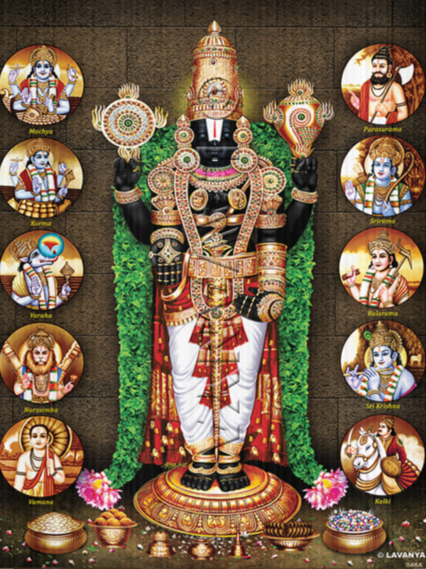 Tulasi Garland Nijapadam with Dasavathar Wall BG