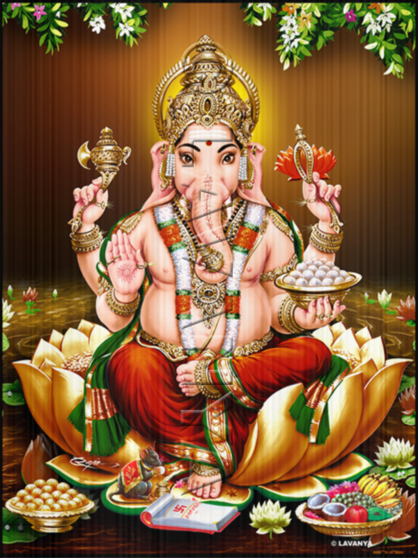 RED VASTRA GANESH ANTIQUE BG