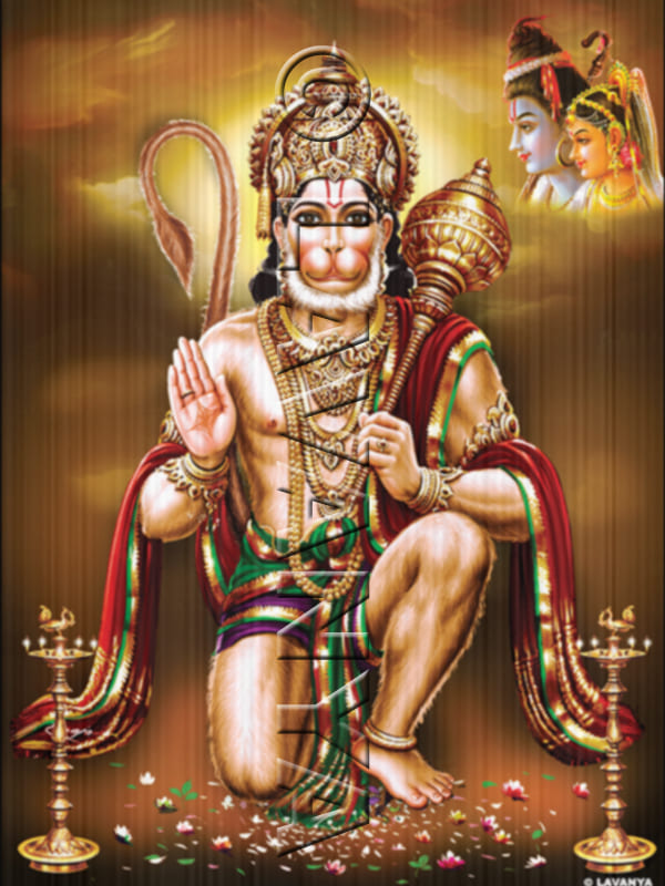 Hanuman with Ram & Sita
