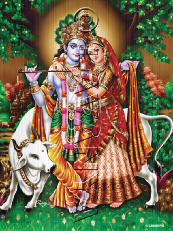 Radha Krishna with Cow