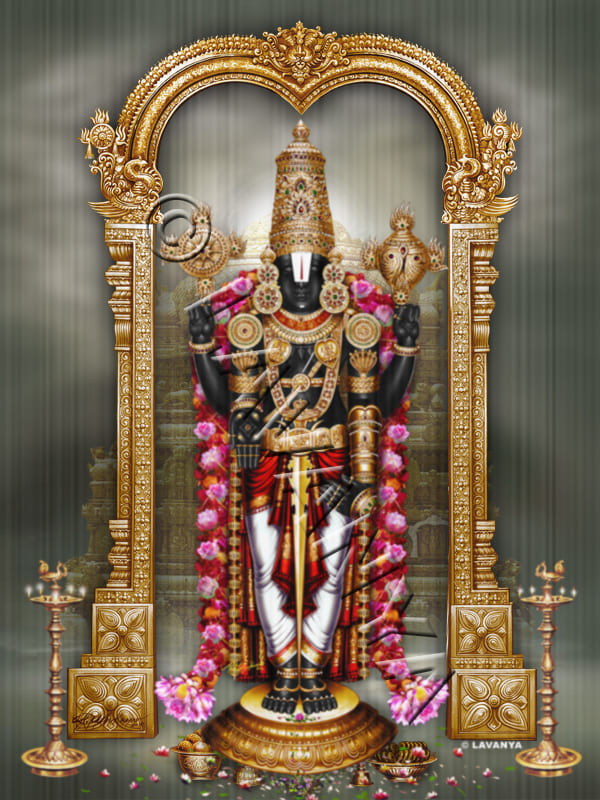 Nijapadam Balaji with Lotus Garland Sky BG