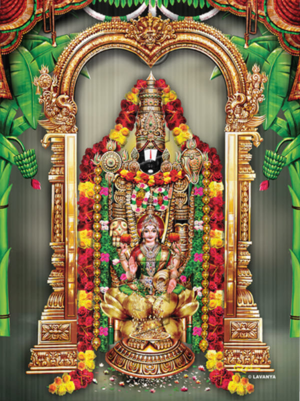Rose Flowers Balaji With Gold Lakshmi Sky BG