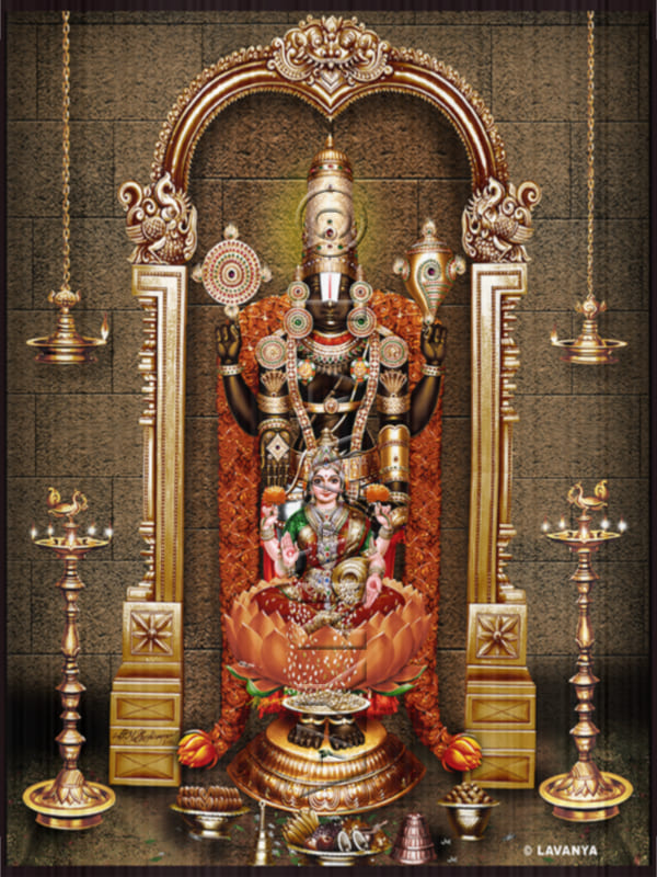 Red Rose Garland Nijapadam Balaji with Lakshmi Wall BG