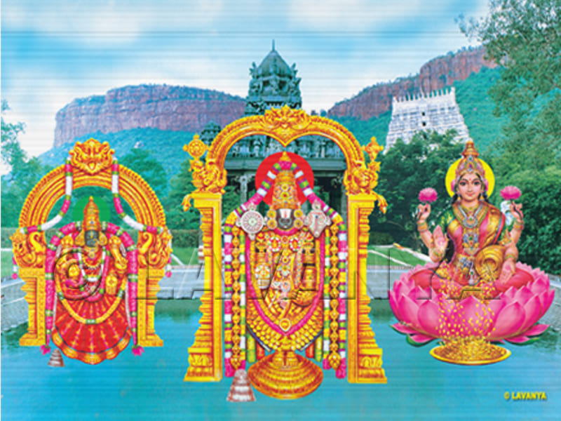 Balaji with his consoles Padmavathi & Lakshmi Devi Sky BG