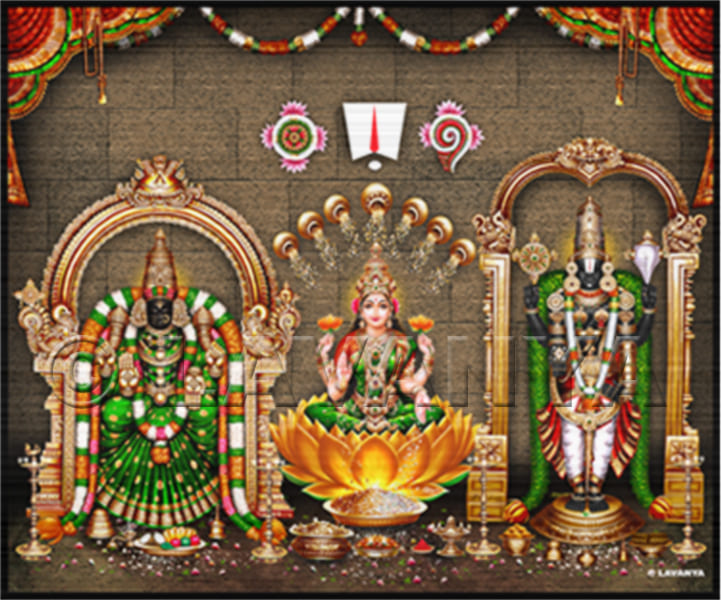 BalajiPadmavathi With Center Lakshmi Devi Wall BG
