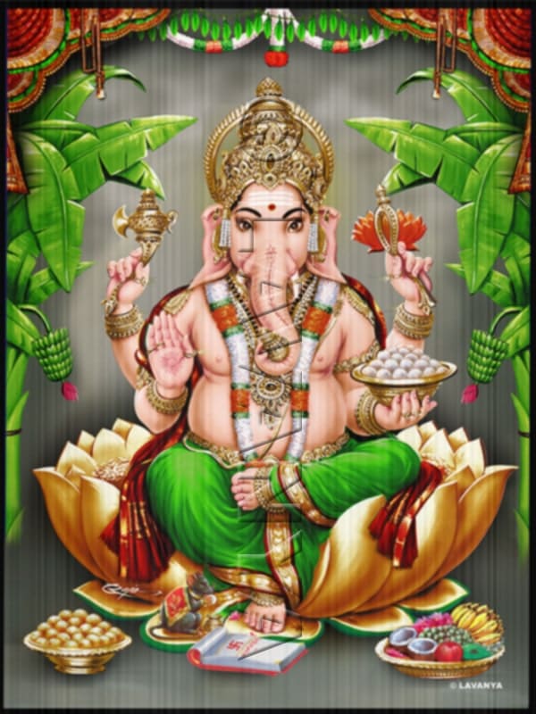 GREEN VASTRA GANESH THORANAM BG