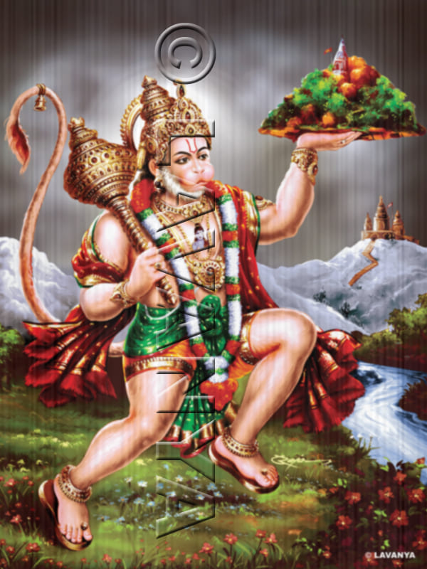 Hanuman with Sanjeevani Sky BG